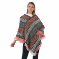 Herbst-Winter-warme karierte Ponchos und Capes für Frauen Übergroße Schals und Wickel